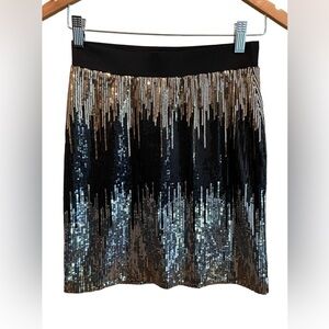 Bisou Bisou: Embellished Black, Silver and Gold Mini Skirt